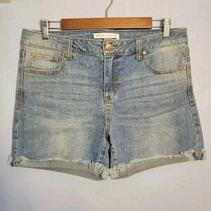 Truth + Theory Size 10 Classic Roll Raw Hem Light Denim Blue Jean Shorts